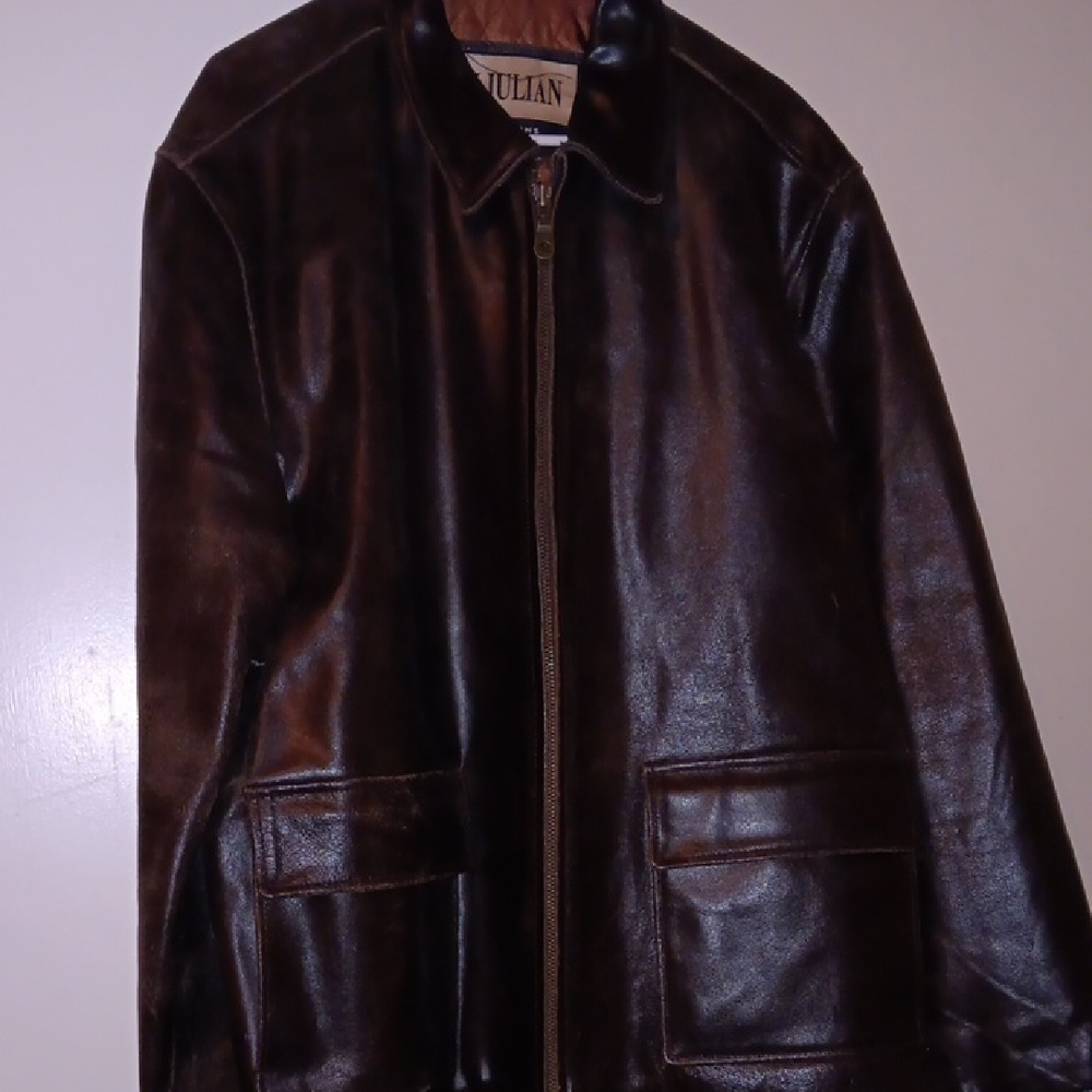 M Julian Wilsons Large Thinsulate Vtg Brown Leathed Jacket